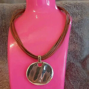 NWT Cute Boho Necklace with Silver Pendant
